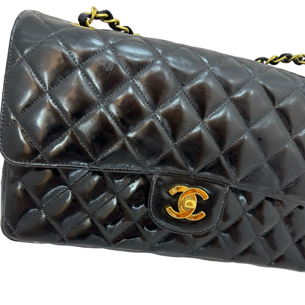 Auth Chanel Vintage Patent Classic Double Flap Bag Fair - Picture 2 of 12